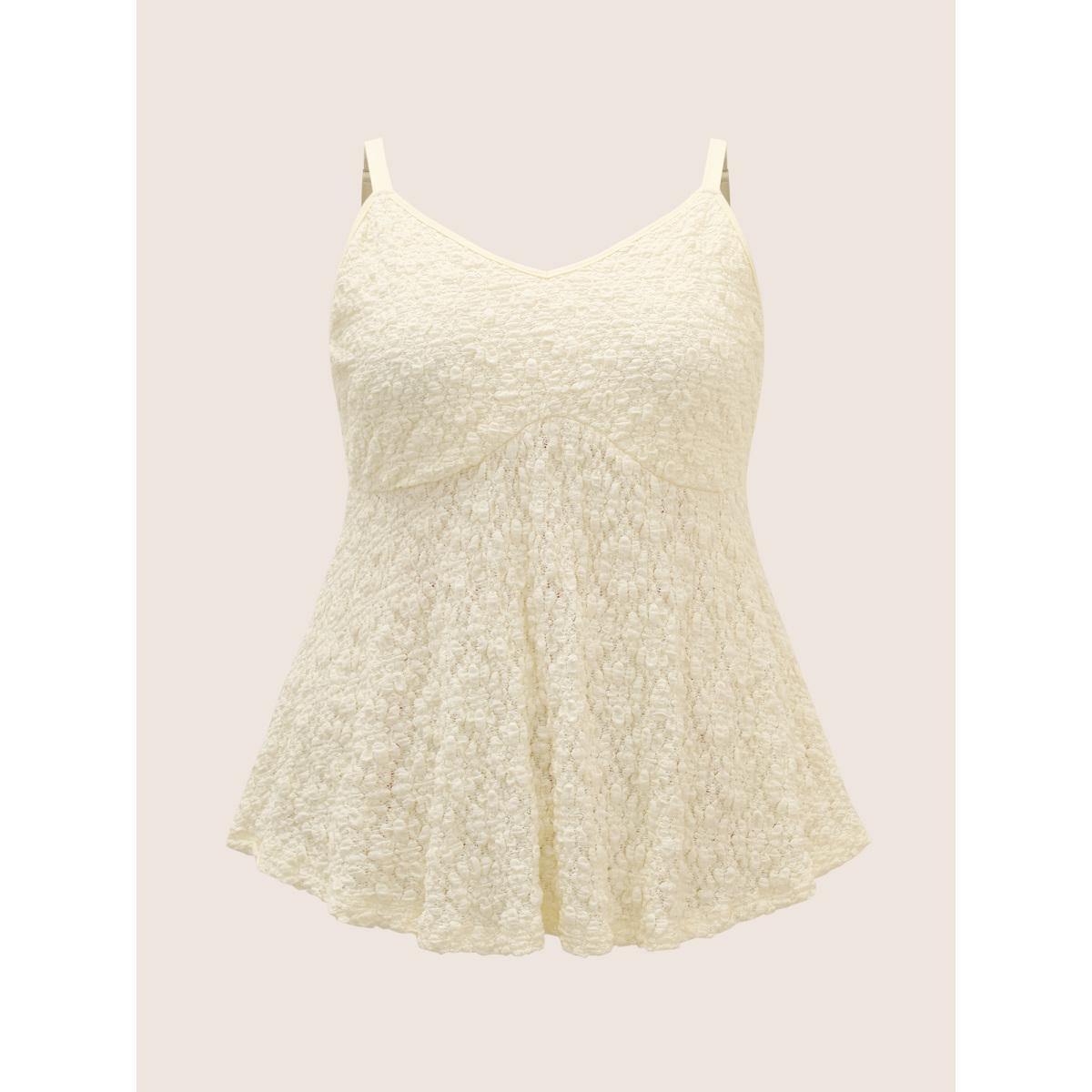Plus Size Solid Textured Ruffle Hem Cami Top Women Beige Elegant Texture Strapless Everyday Tank Tops Camis BloomChic 30/6X Product Image