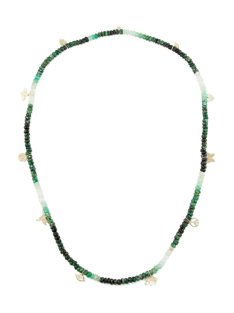 Womens 14K Yellow Gold & Ombr Emerald Beaded Necklace Product Image