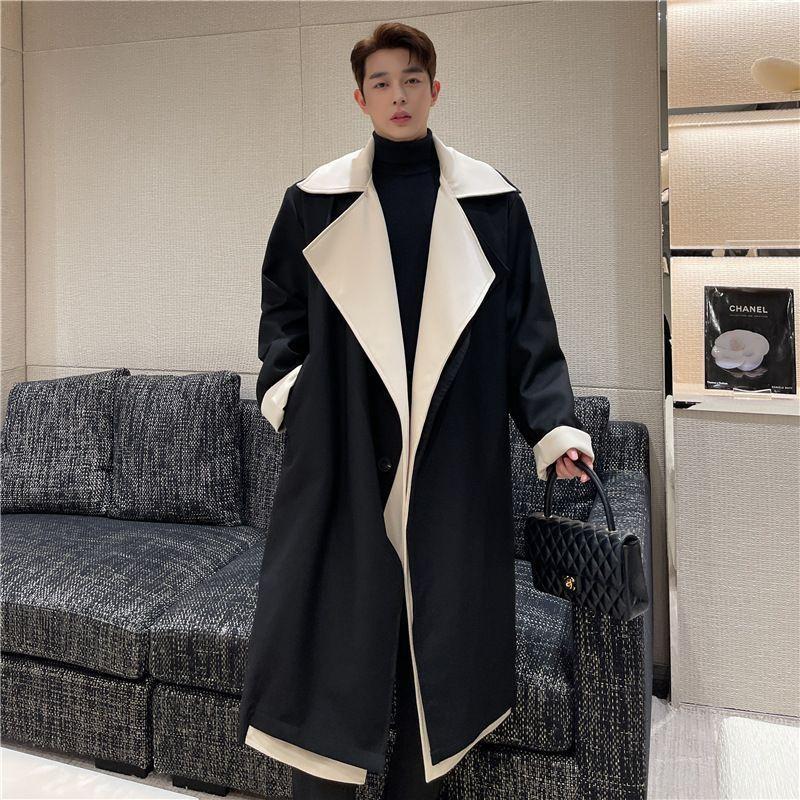 Long-Sleeve Color-Block Woolen Coat Product Image