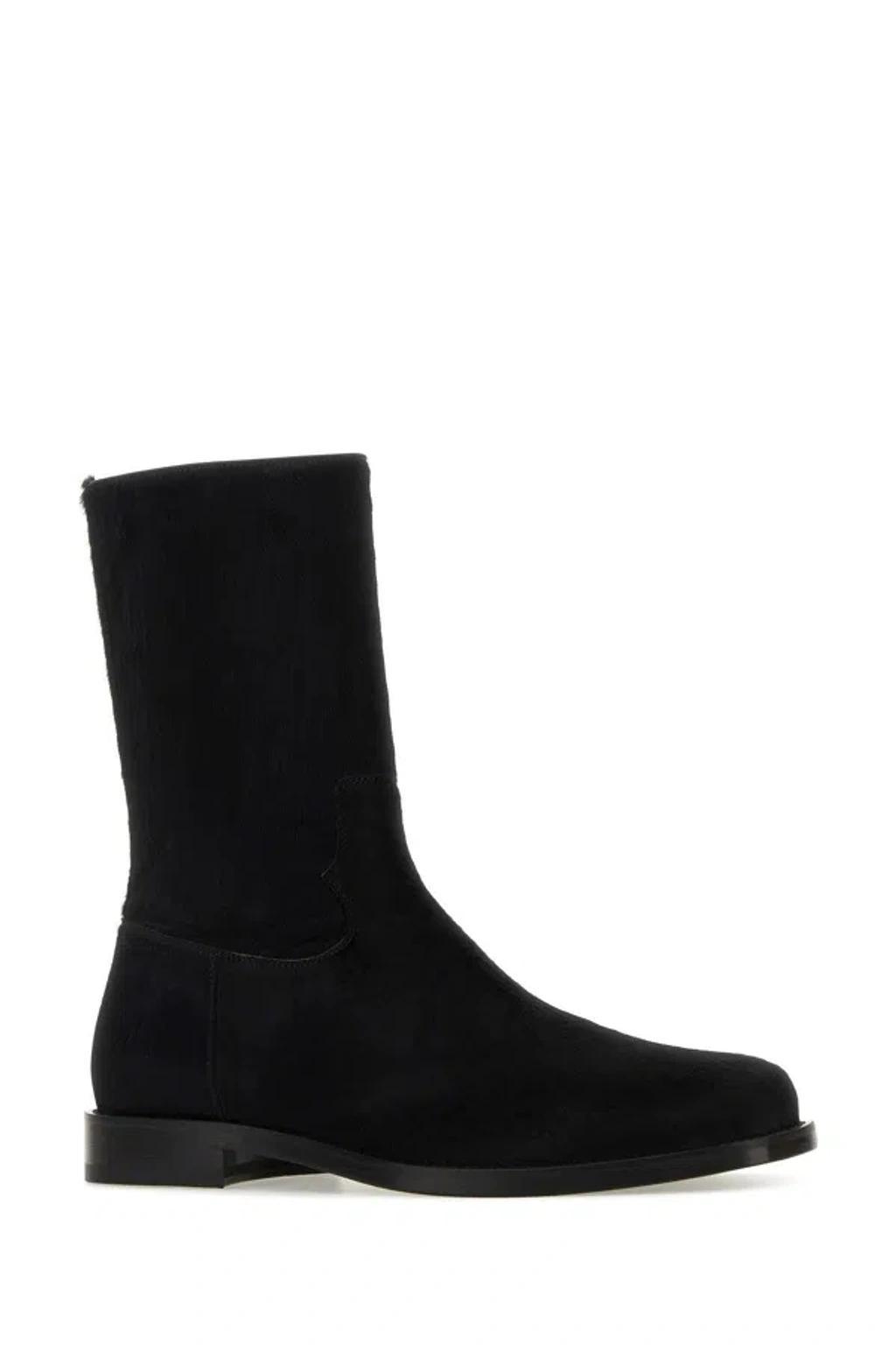 DRIES VAN NOTEN Black Calfhair Ankle Boots Product Image