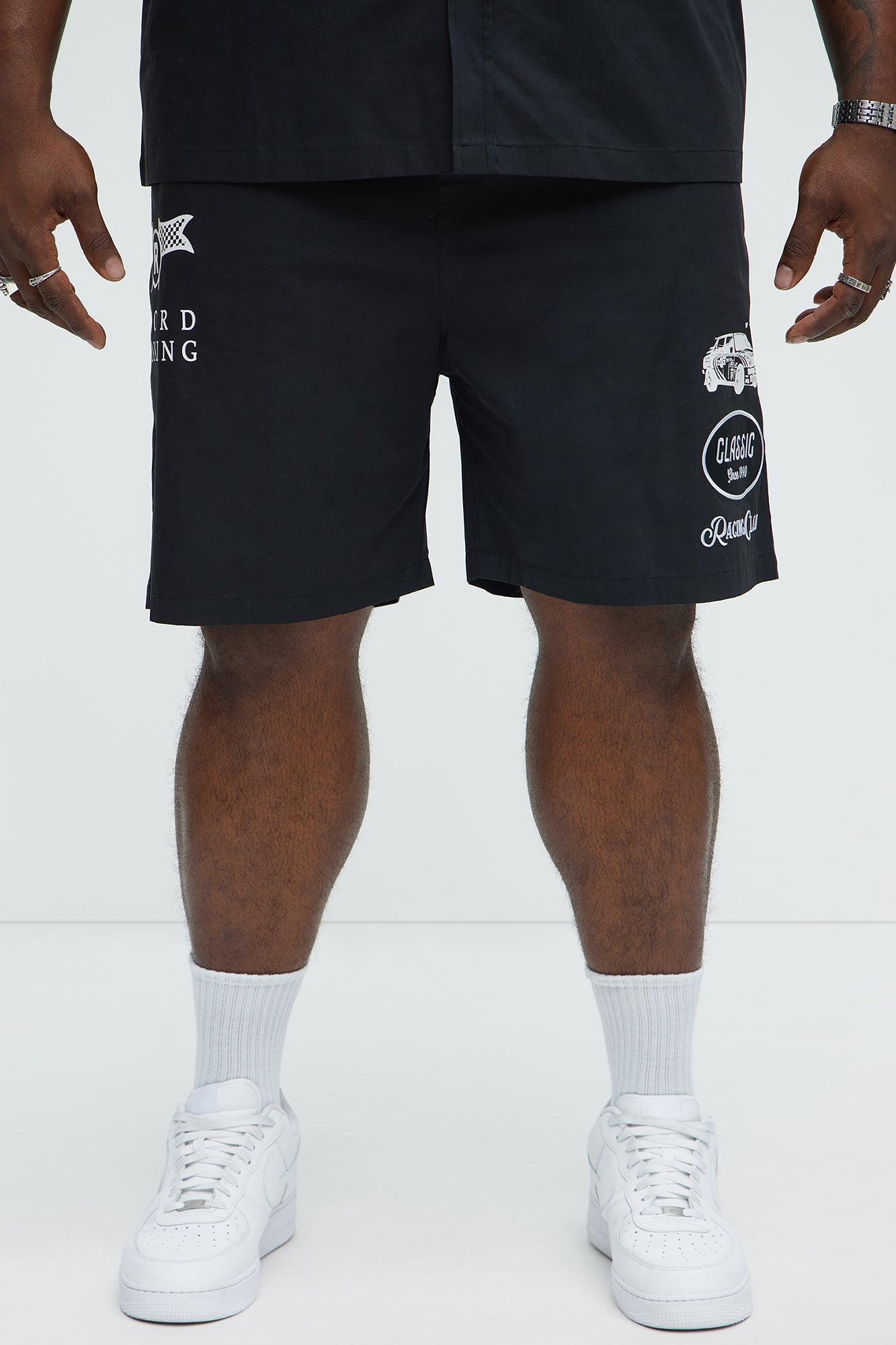 Racing Club Relaxed Drawstring Shorts - Black Product Image