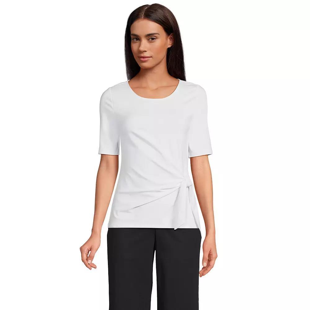 Women's Plus Size Lands' End Lightweight Jersey Tie Front Top, Size: 3XL, Black Product Image