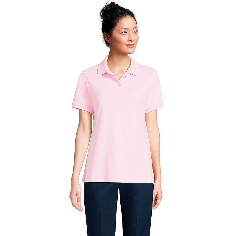 Women's Tall Lands' End School Uniform Short Sleeve Interlock Polo, Size: Small Tall, Blue Product Image