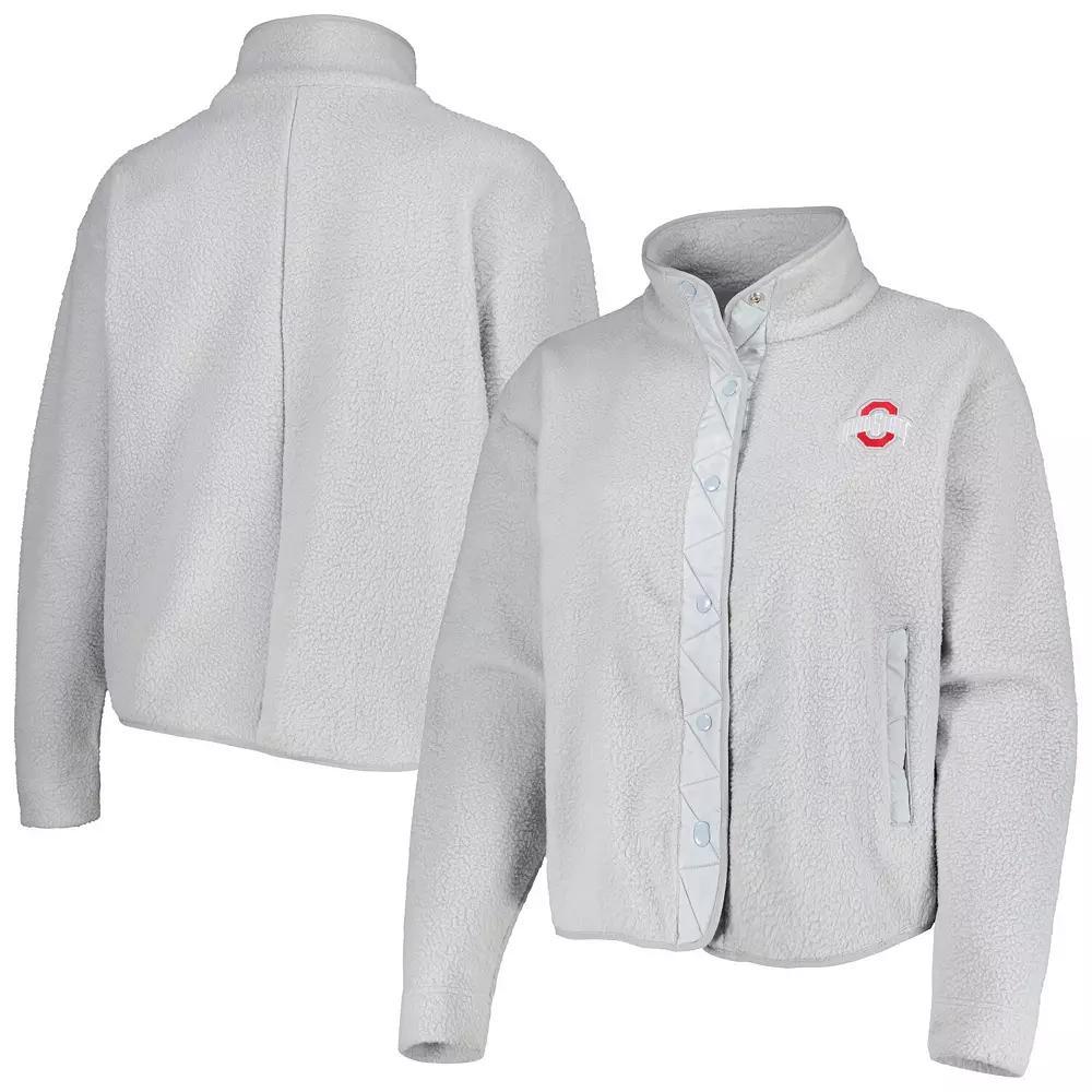 Womens Gray Ohio State Buckeyes Wheelhouse Sherpa Full-Snap Jacket Product Image