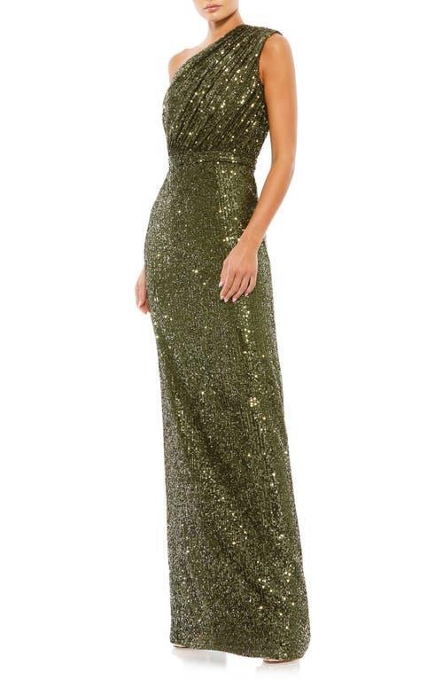 Womens Metallic One-Shoulder Gown Product Image