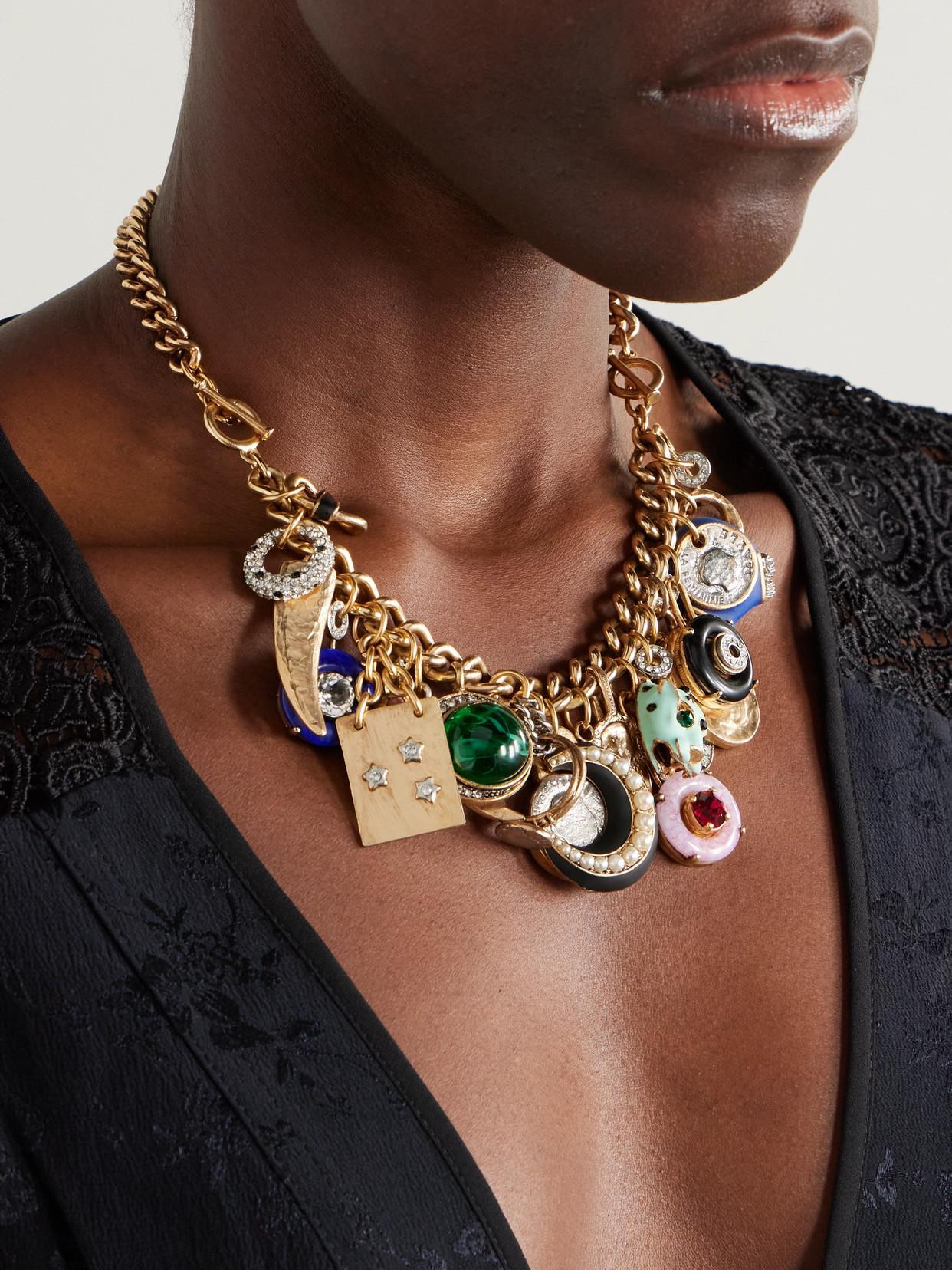 MAISON MAYLE Cornucopia Gold-plated, Crystal And Enamel Necklace Product Image