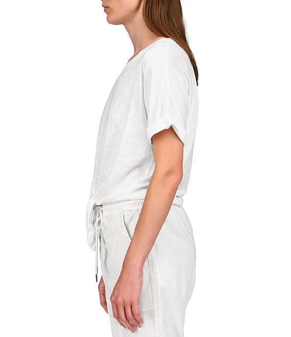 Sanctuary All Day Tie Waist Crew Neck Short Rolled Sleeve Tee Shirt Product Image