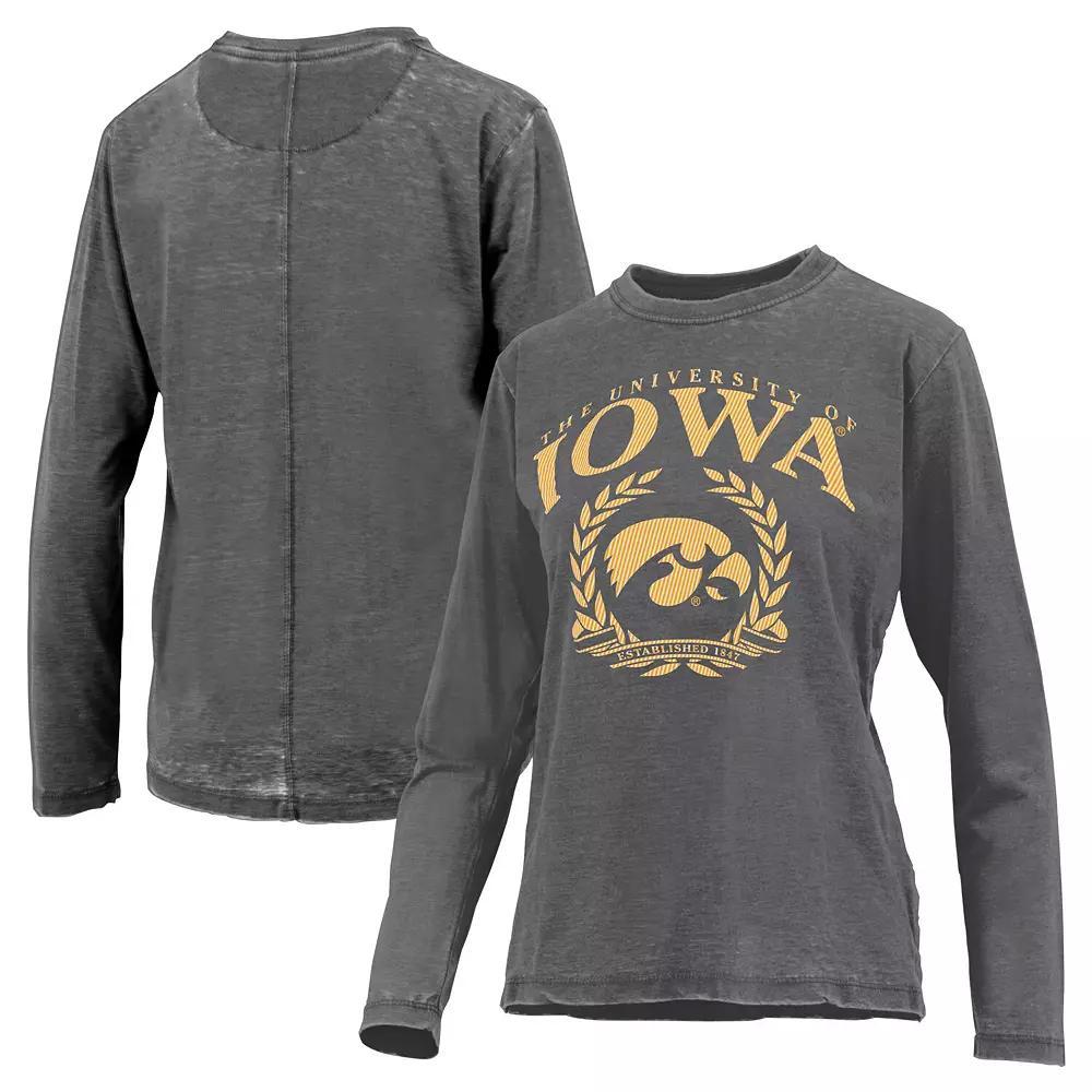 Women's Pressbox Black Iowa Hawkeyes Chandler Olive Leaf Arch Long Sleeve T-Shirt, Size: Medium Product Image