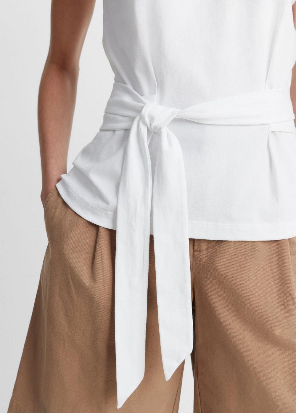 Womens Cotton Sleeveless Wrap Top, Optic White, Size S Vince Product Image