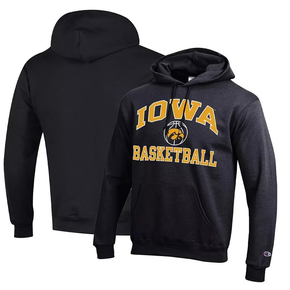 Men's Champion Black Iowa Hawkeyes Basketball Icon Powerblend Pullover Hoodie, Size: Large Product Image