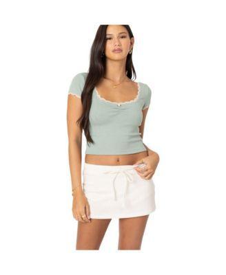 Edikted Womens Cinched lace trim top Product Image