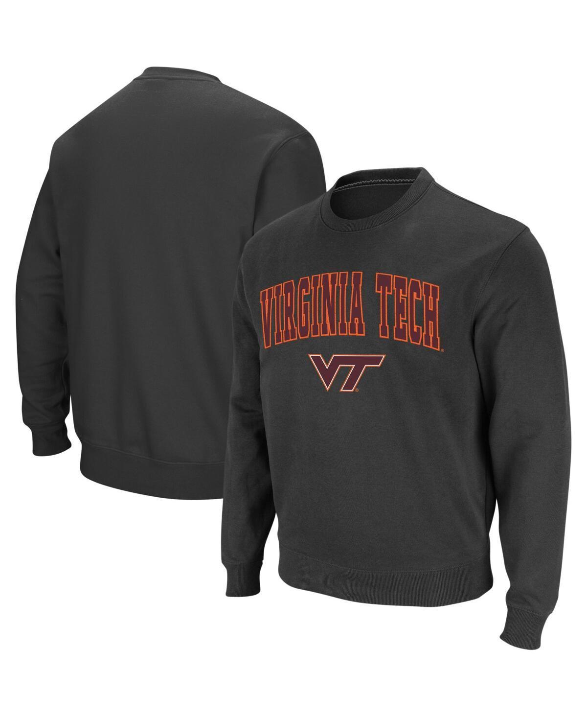 Men's Colosseum Charcoal Virginia Tech Hokies Arch & Logo Crew Neck Sweatshirt, Size: Small Product Image