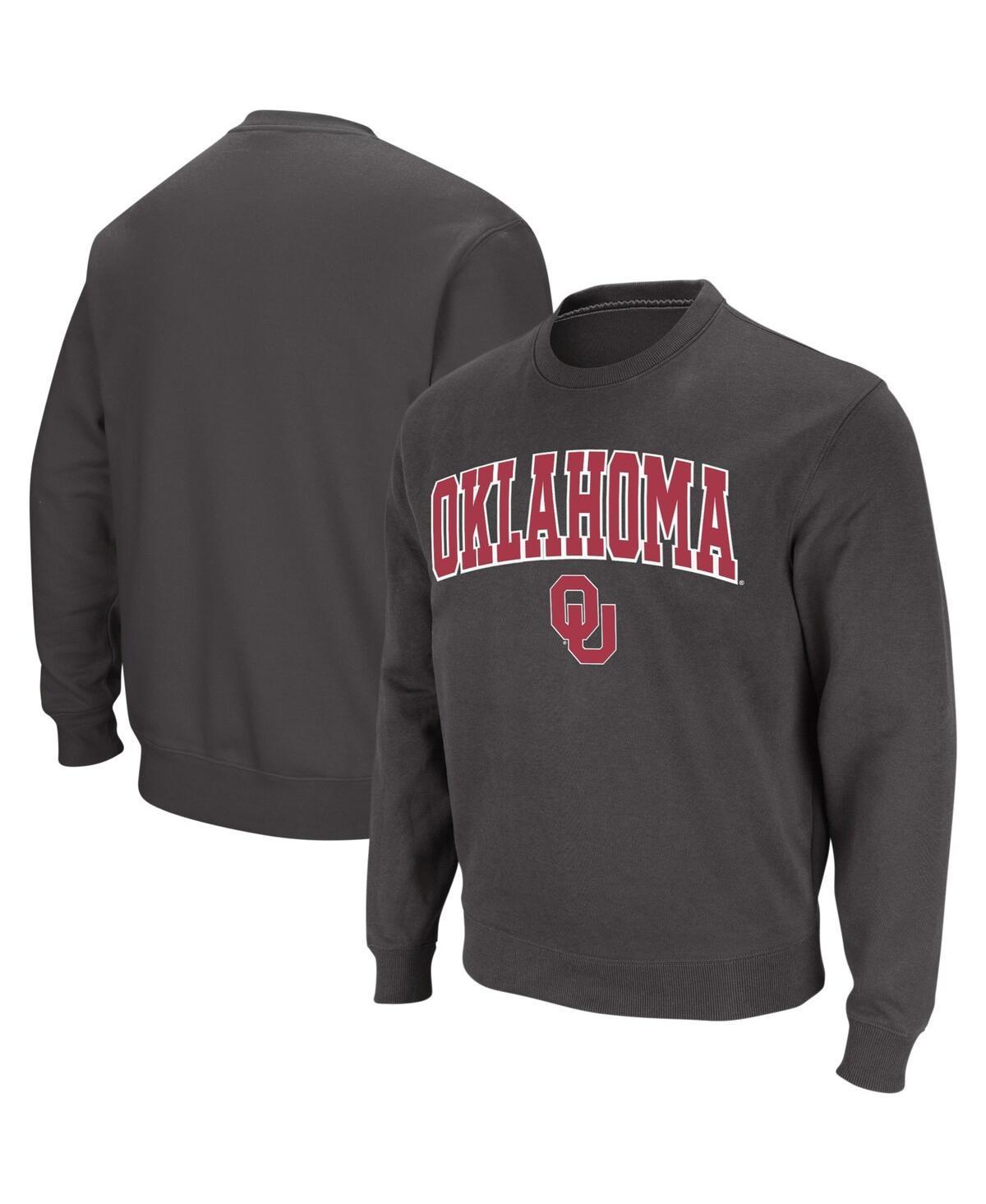 Men's Colosseum Crimson Oklahoma Sooners Arch & Logo Crew Neck Sweatshirt, Size: XL, Red Product Image