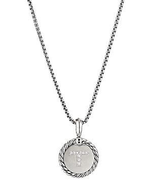 David Yurman Sterling Silver Cable Collectibles Initial Charm Necklace with Diamonds, 18 Product Image