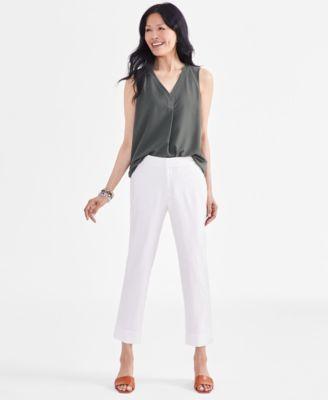 Style & Co Womens Mid-Rise Linen Blend Ankle-Length Pants, Created for Macys Product Image