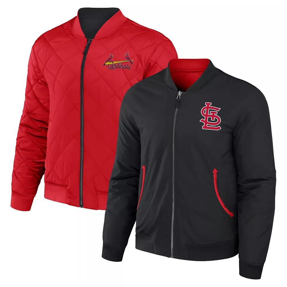 Men's Darius Rucker Collection by Fanatics Black/Red St. Louis Cardinals Reversible Full-Zip Bomber Jacket, Size: Small Product Image