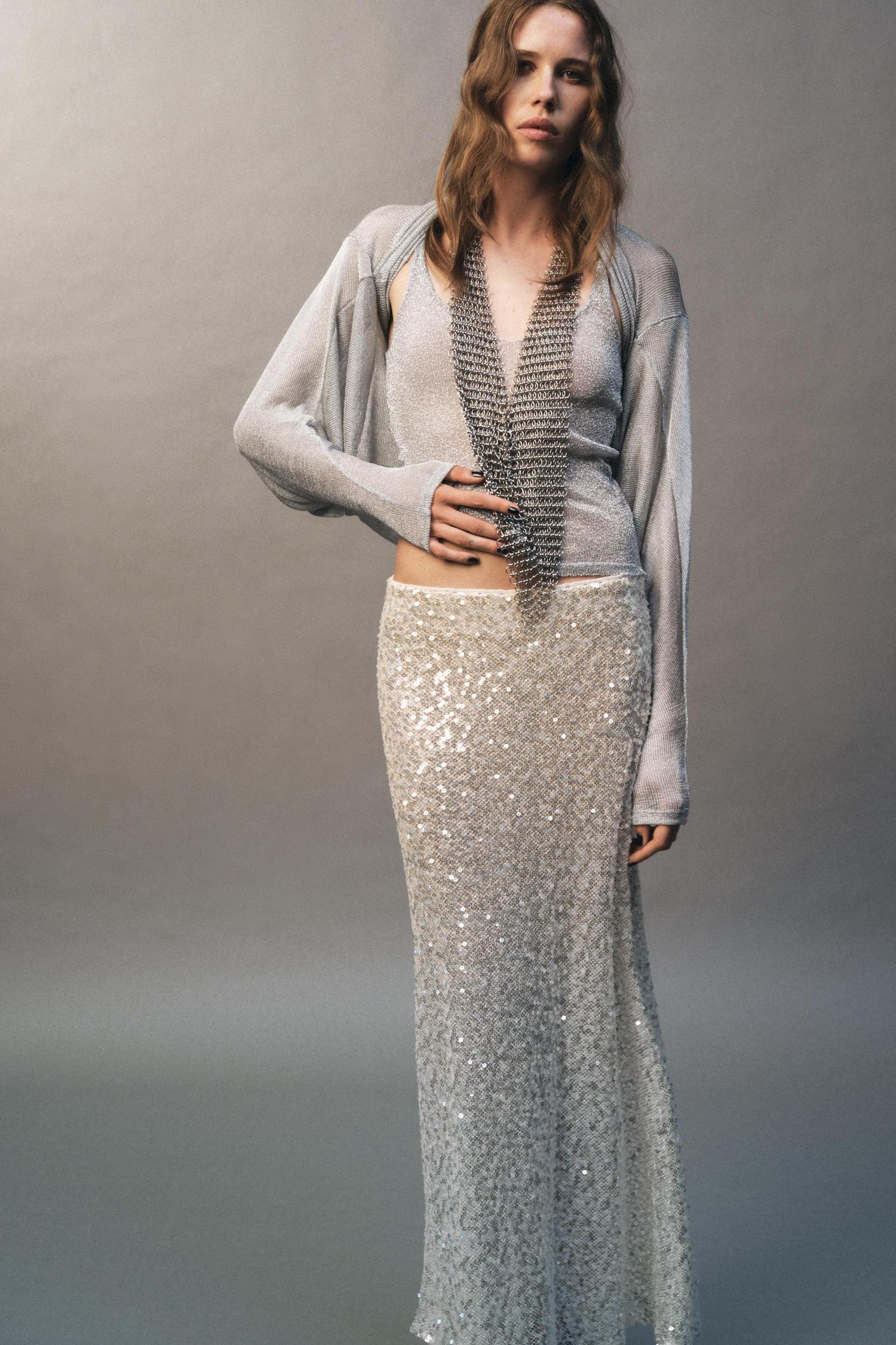 SEQUINED MIDI SKIRT Product Image