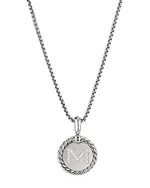 David Yurman Sterling Silver Cable Collectibles Initial Charm Necklace with Diamonds, 18 Product Image