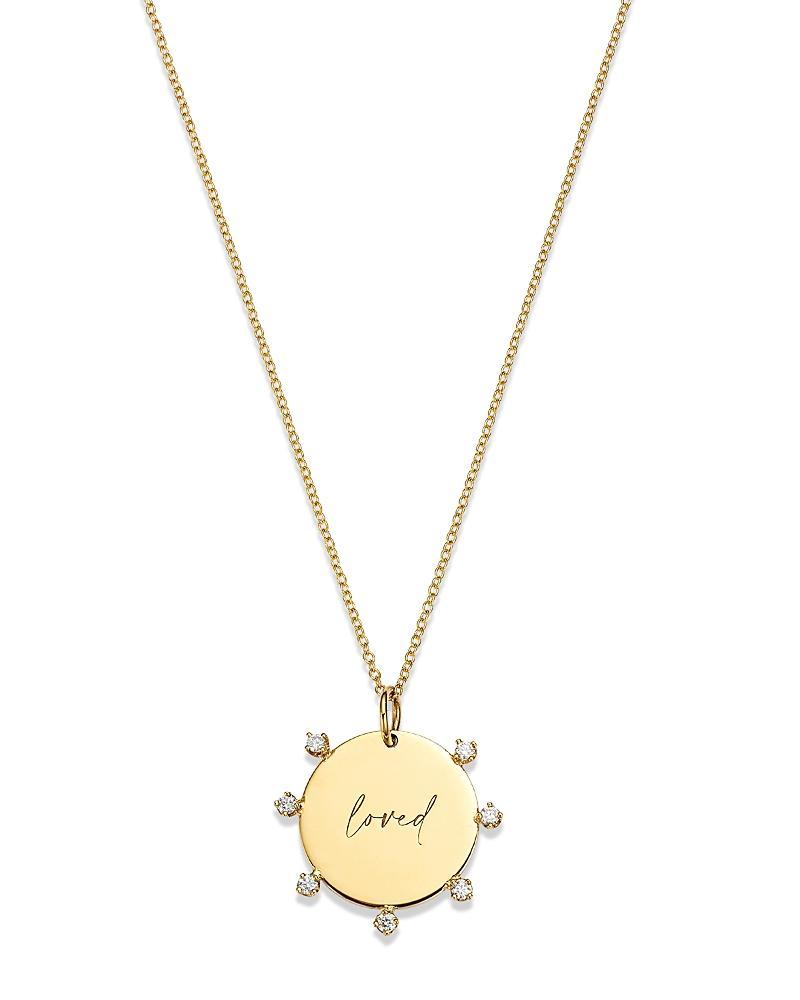 Womens Tender Tokens 14K Yellow Gold & 0.14 TCW Diamond Loved Disc Pendant Necklace Product Image