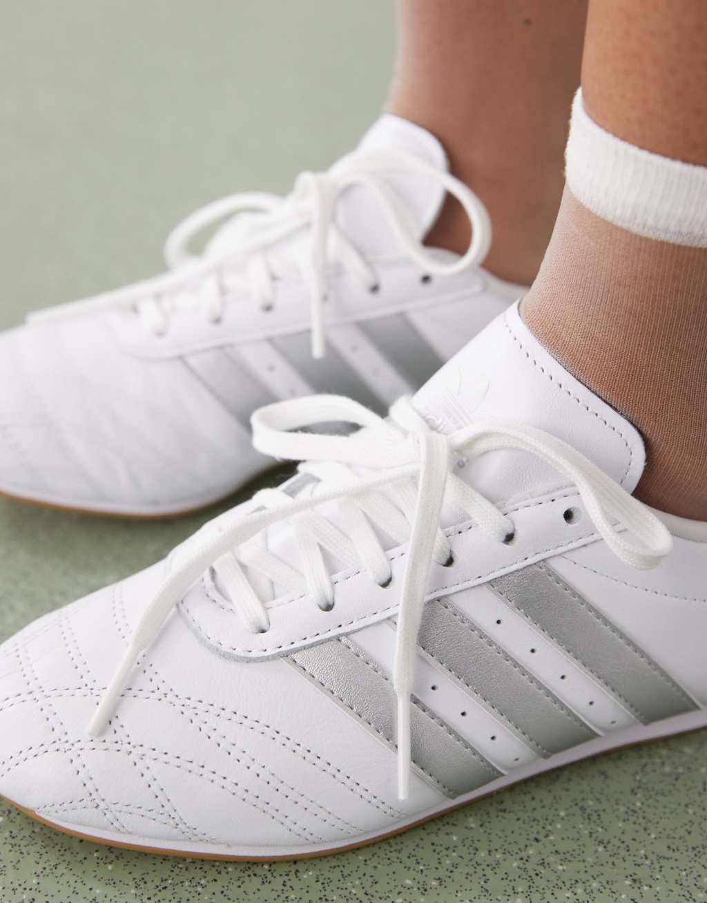 adidas Originals Taekwondo lace up sneakers in white and silver Product Image