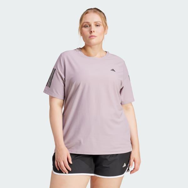 adidas Own The Run Tee (Plus Size) Pink Fusion 2X Womens Product Image
