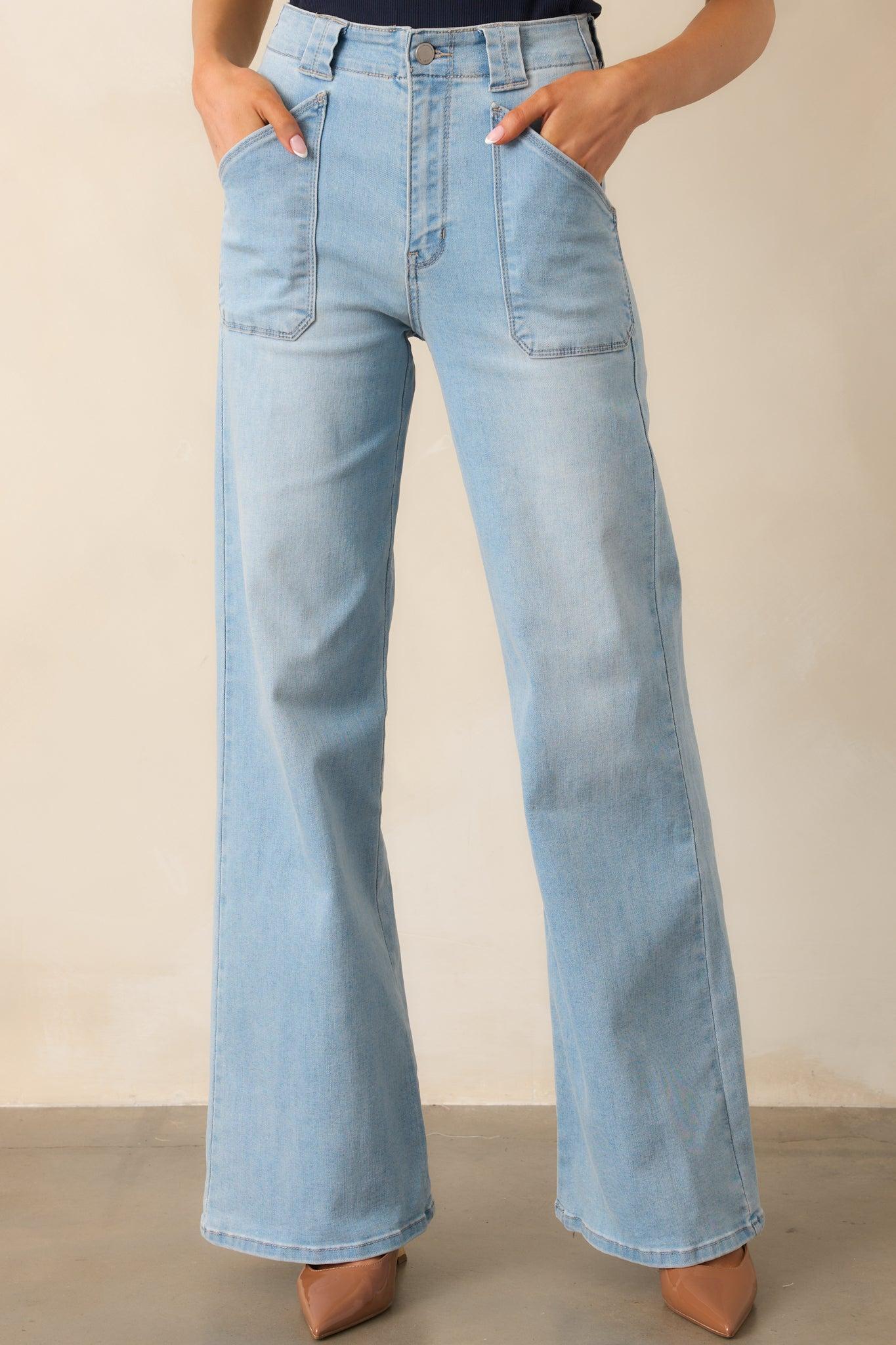 Hazy Days Light Wash Wide Leg Jeans Product Image