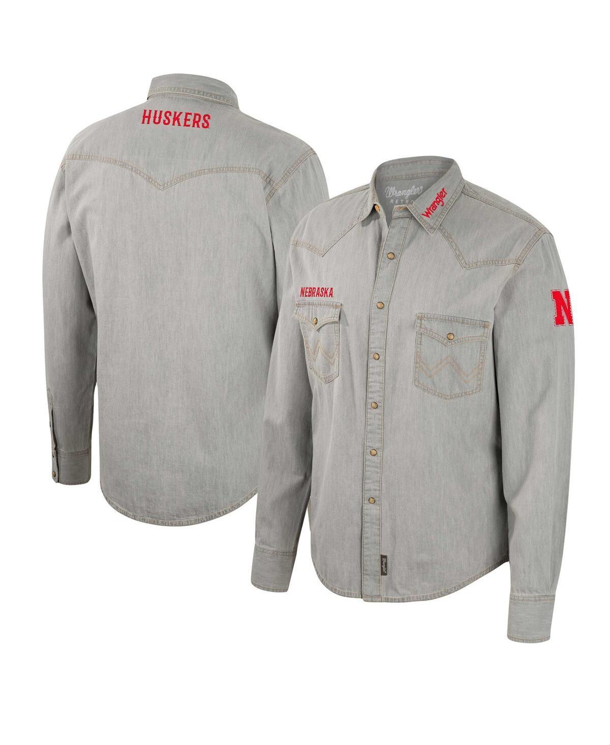 Men's Colosseum x Wrangler Gray West Virginia Mountaineers Cowboy Cut Western Full-Snap Long Sleeve Shirt, Size: XL, Grey Product Image