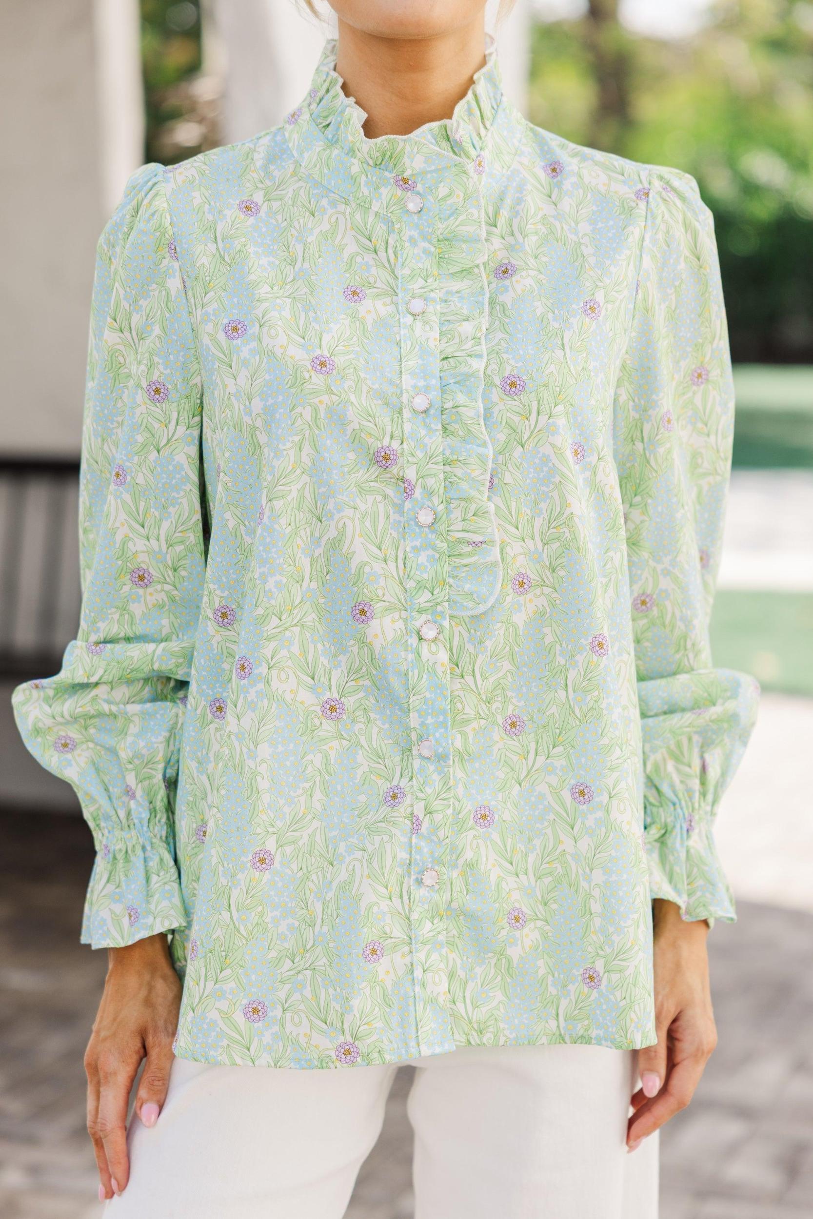 So True Green Floral Blouse Female Product Image