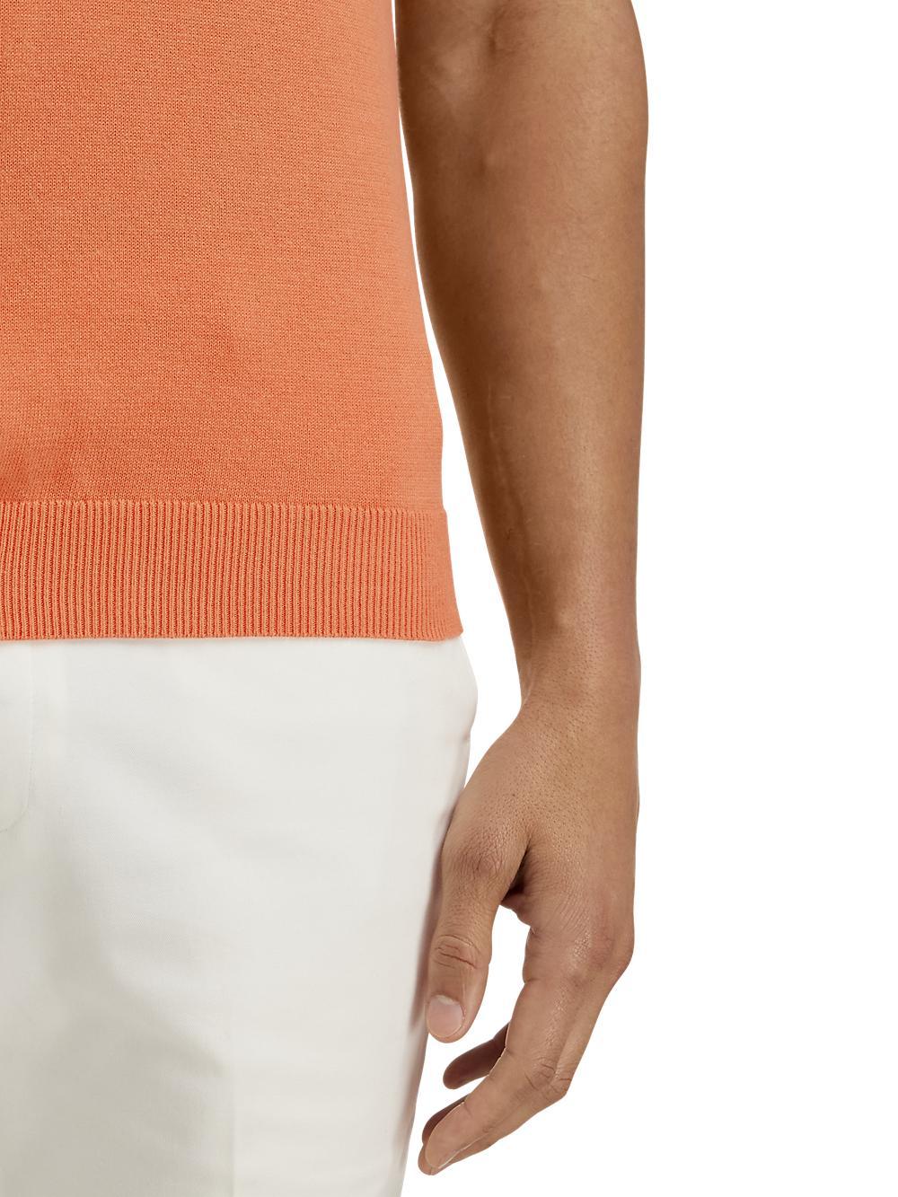 Cotton Button Front Camp Collar Sweater - Orange Product Image