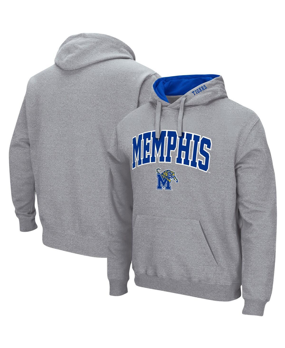 Men's Colosseum Heathered Gray UMass Minutemen Arch and Logo Pullover Hoodie, Size: Large, Nc2 Grey Product Image