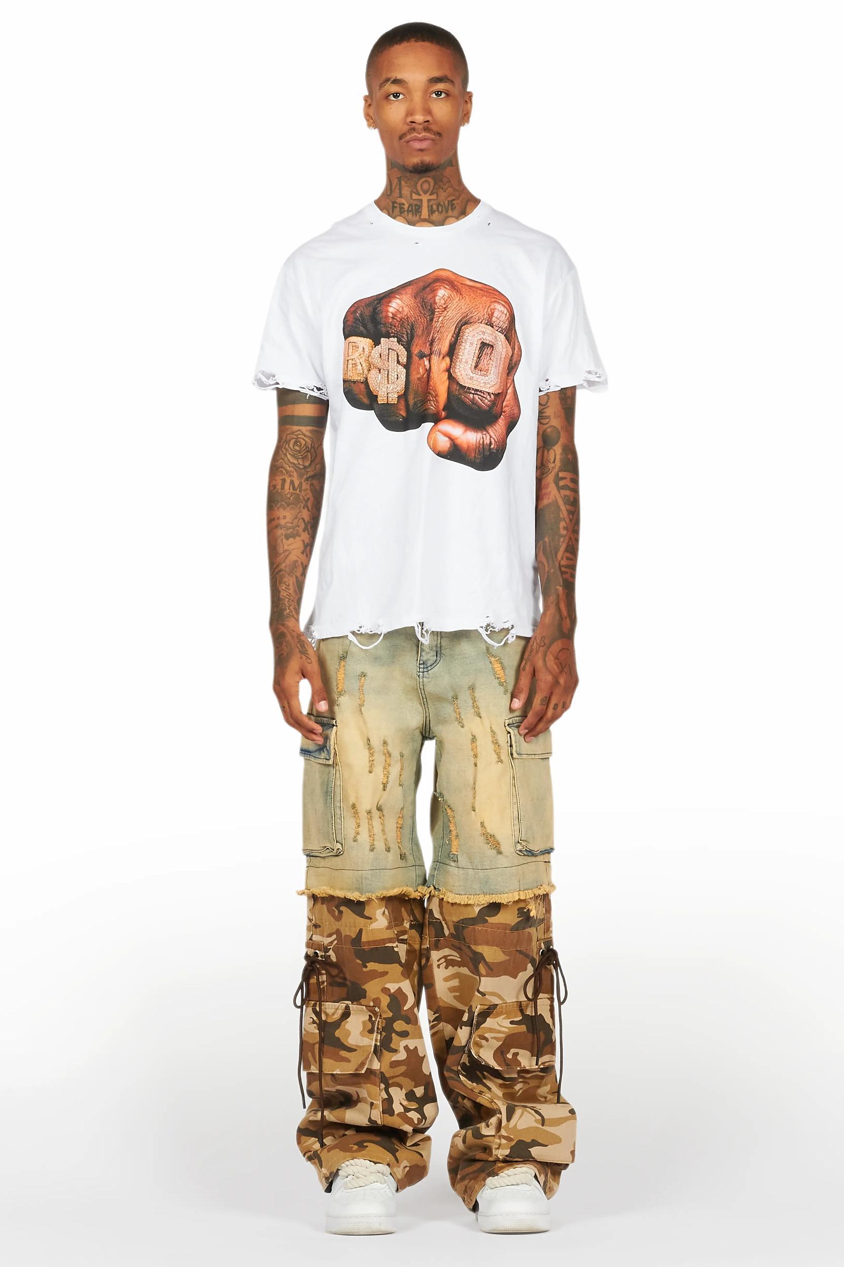 Baatar Blue/Brown Camo Baggy Fit Jean Male Product Image