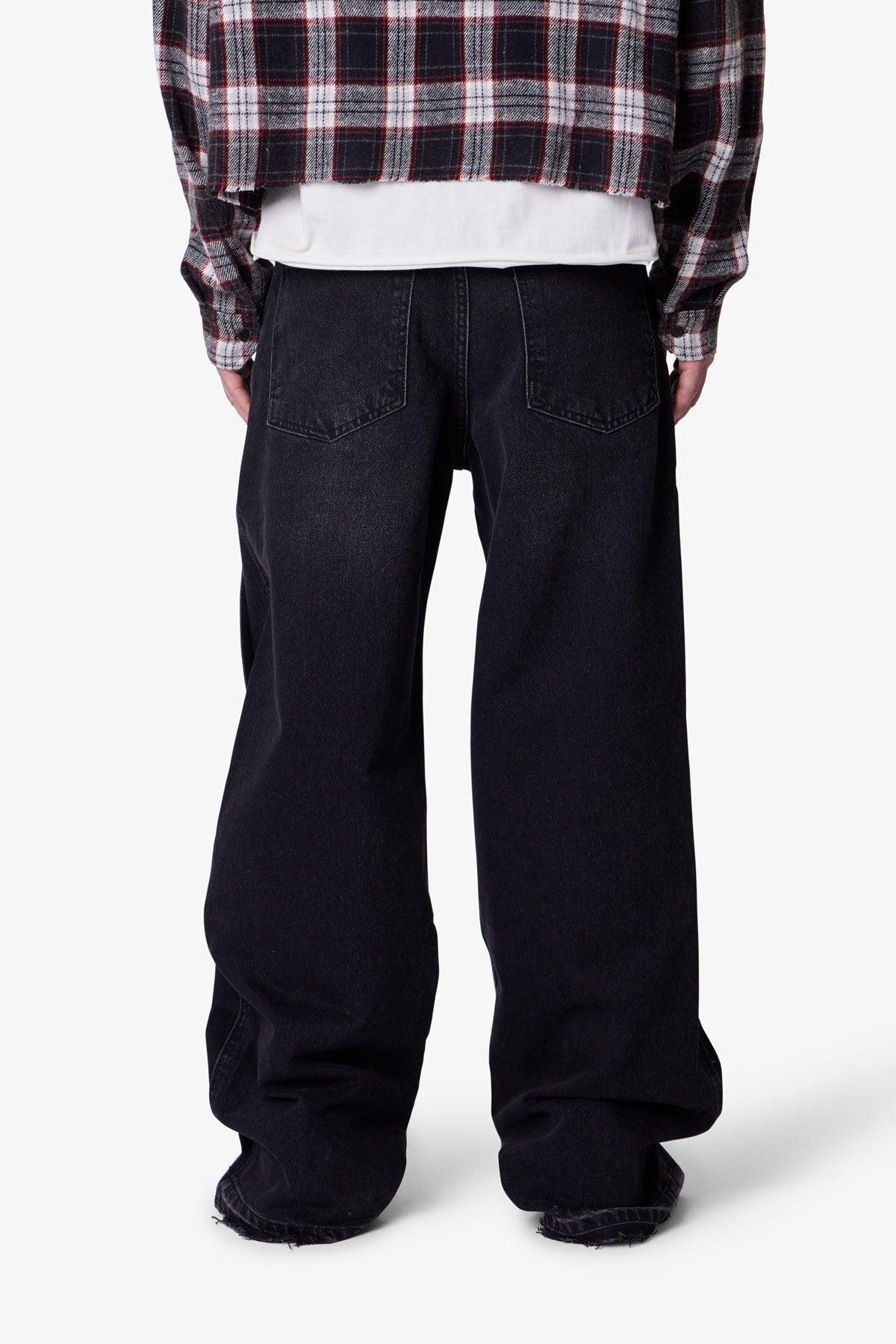 Ultra Baggy Offset Button Denim - Black Product Image