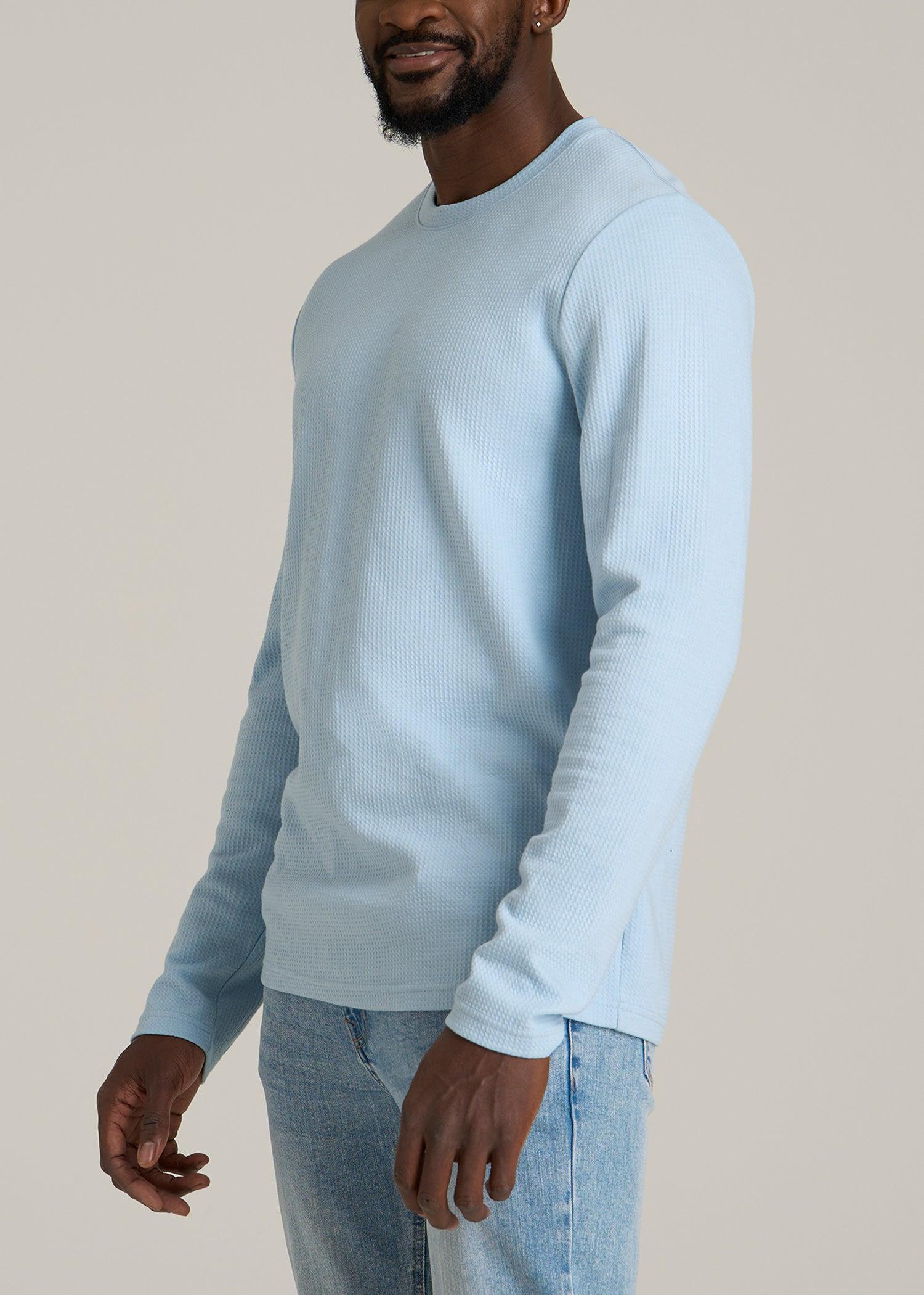 Cloud Knit Waffle Long Sleeve Tee for Tall Men in Ice Blue Product Image