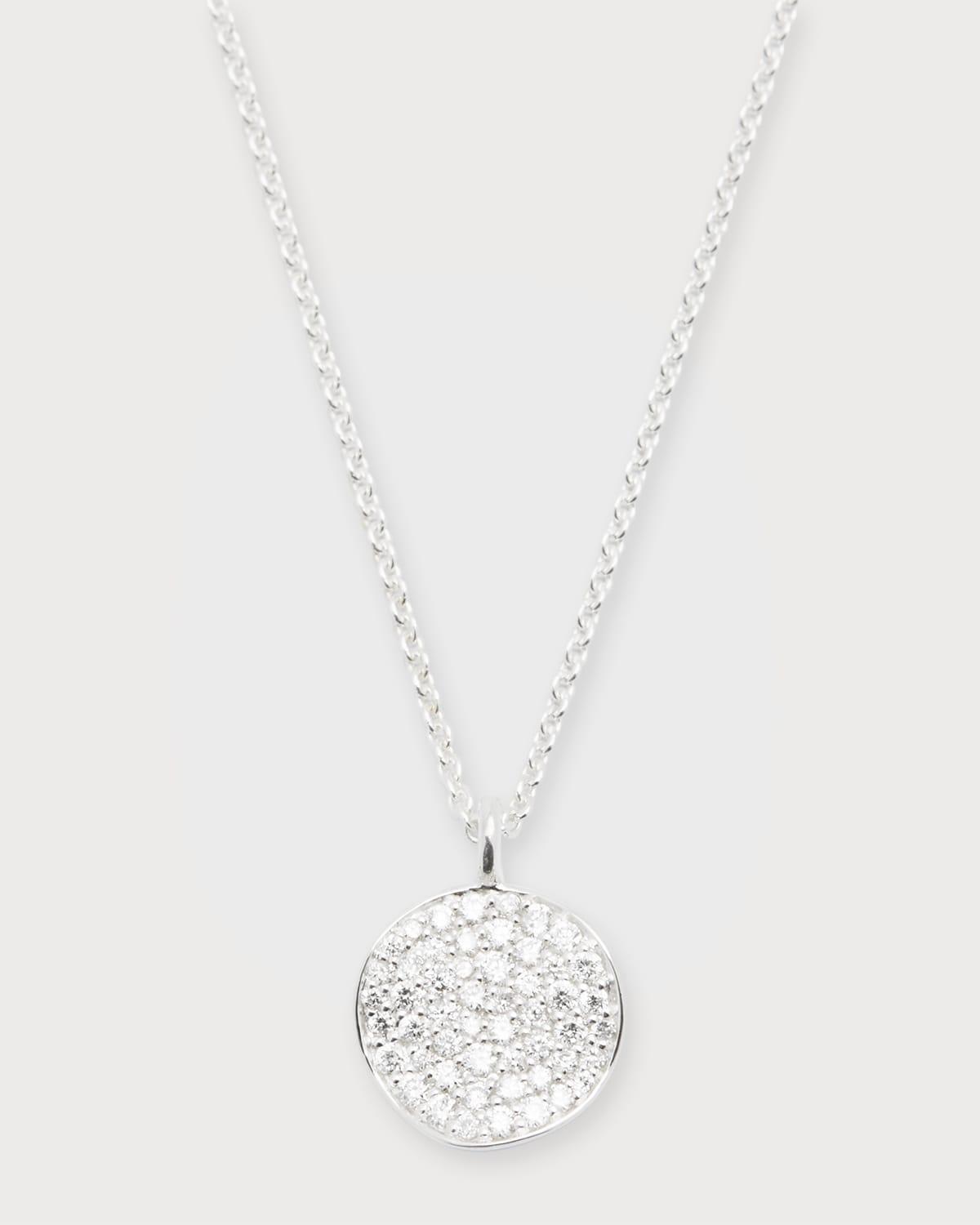 Small Flower Pendant Necklace in Sterling Silver with Diamonds Product Image