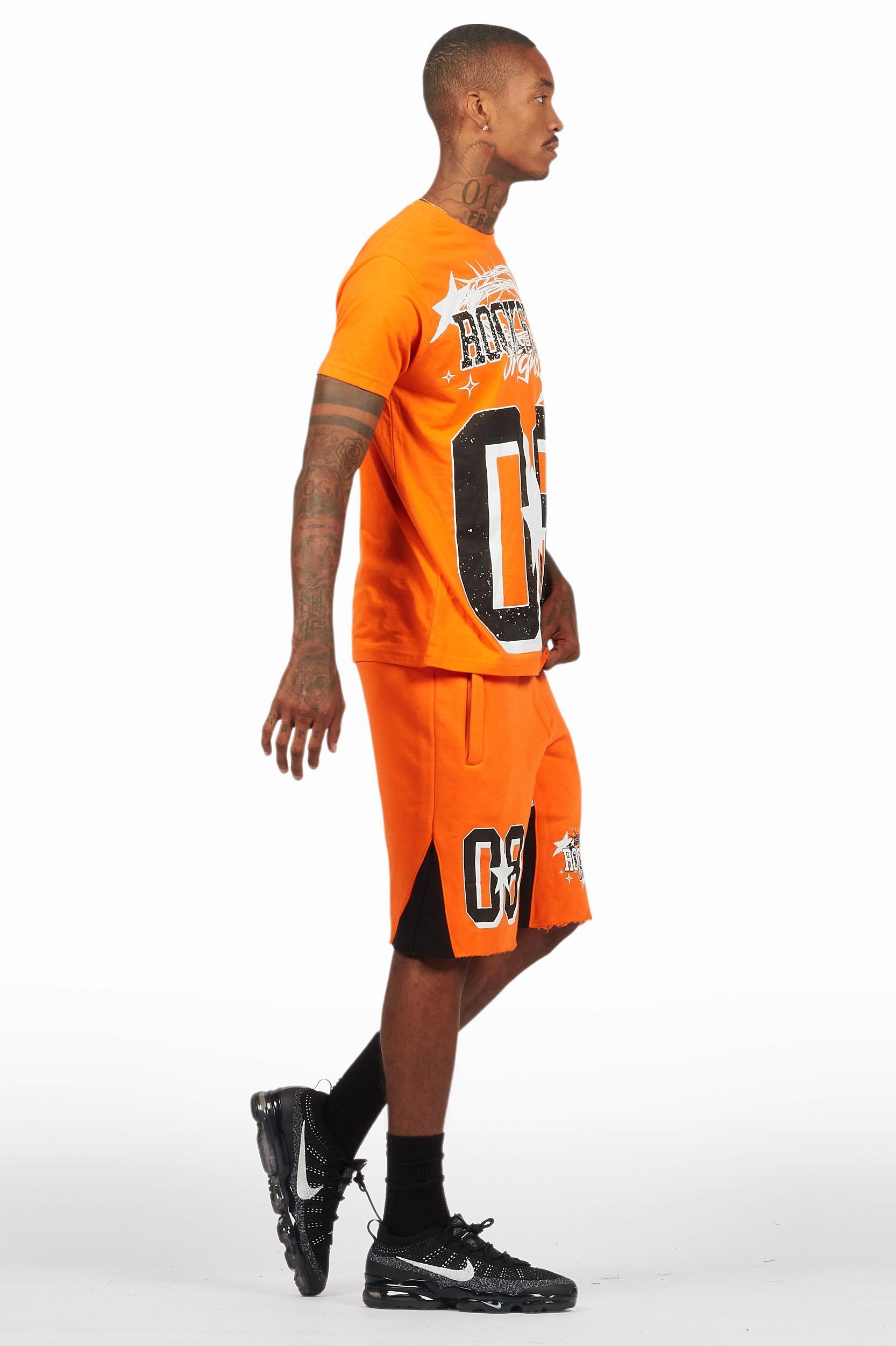 Allstar Orange/Black T-Shirt Short Set Male Product Image