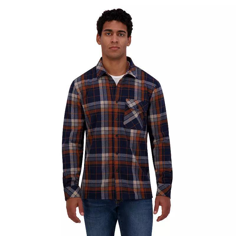 Men's ZeroXposur Knit Flannel Button-Down Shirt, Size: XXL, Brown Navy Ivory Product Image