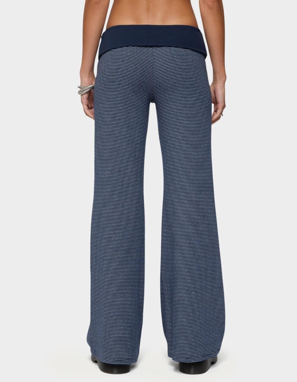 EDIKTED Amarna Striped Fold Over Pants - NAVY Product Image