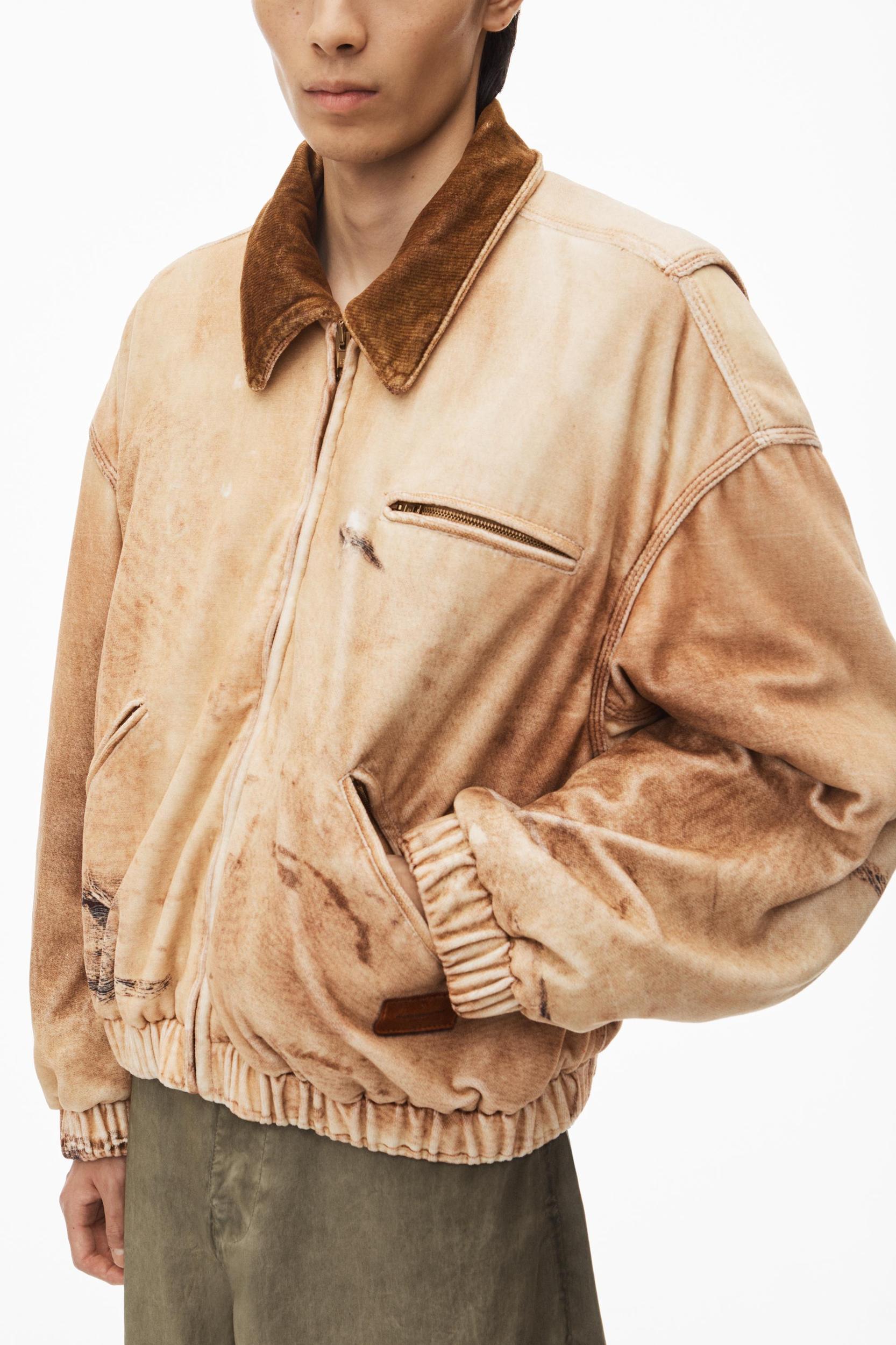 Bomber Jacket In Workwear Trompe-l'oeil-print Velour Product Image