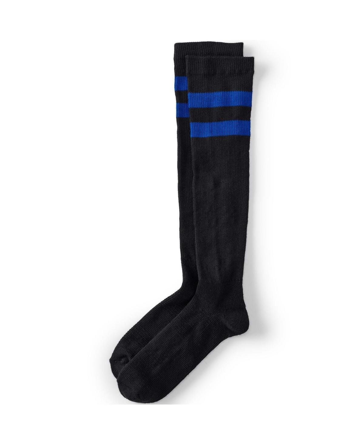 Men's Lands' End Performance Over-the-Calf Socks, Size: Large/XL, Black Blue Product Image
