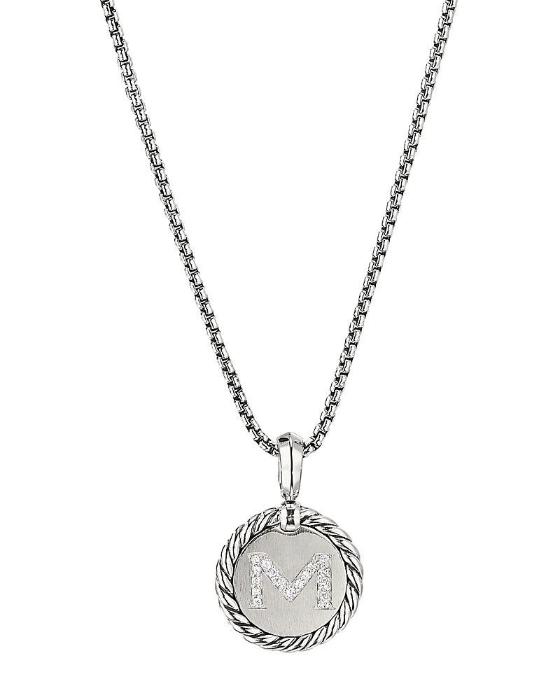 David Yurman Sterling Silver Cable Collectibles Initial Charm Necklace with Diamonds, 18 Product Image