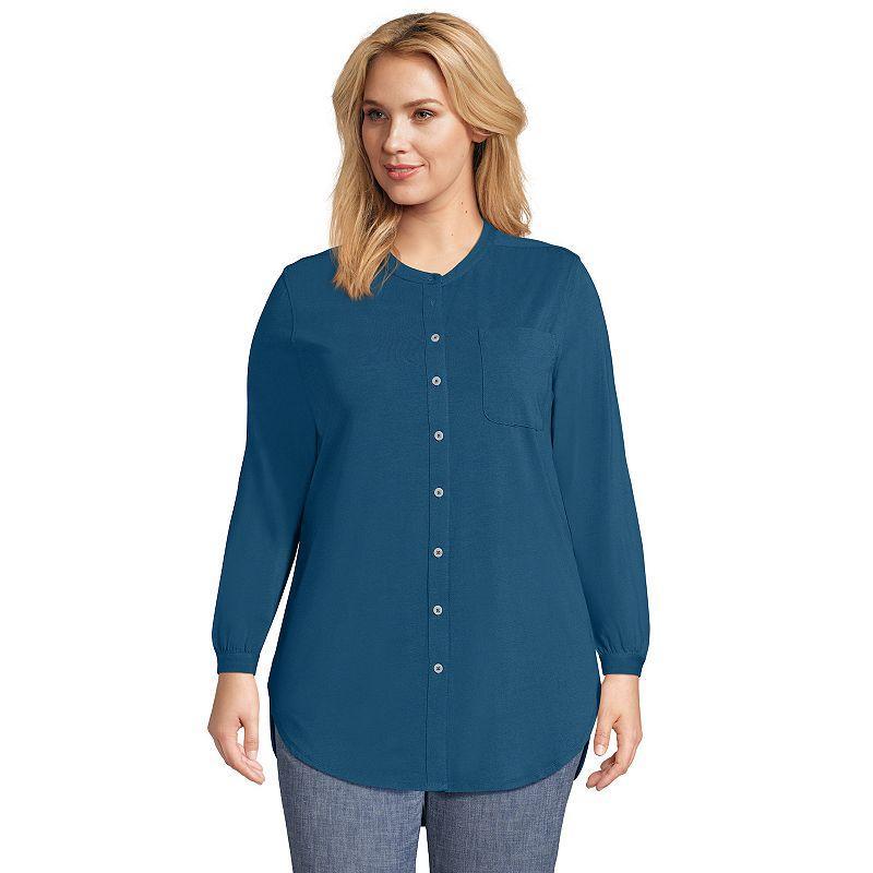 Plus Size Lands' End Long Sleeve Jersey A-line Tunic, Women's, Size: 2XL, Black Product Image