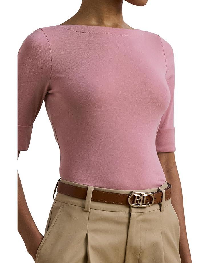 Stretch Cotton Boat Neck Tee Product Image