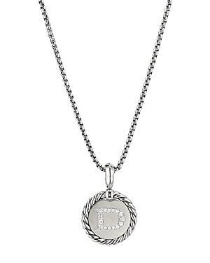 David Yurman Sterling Silver Cable Collectibles Initial Charm Necklace with Diamonds, 18 Product Image