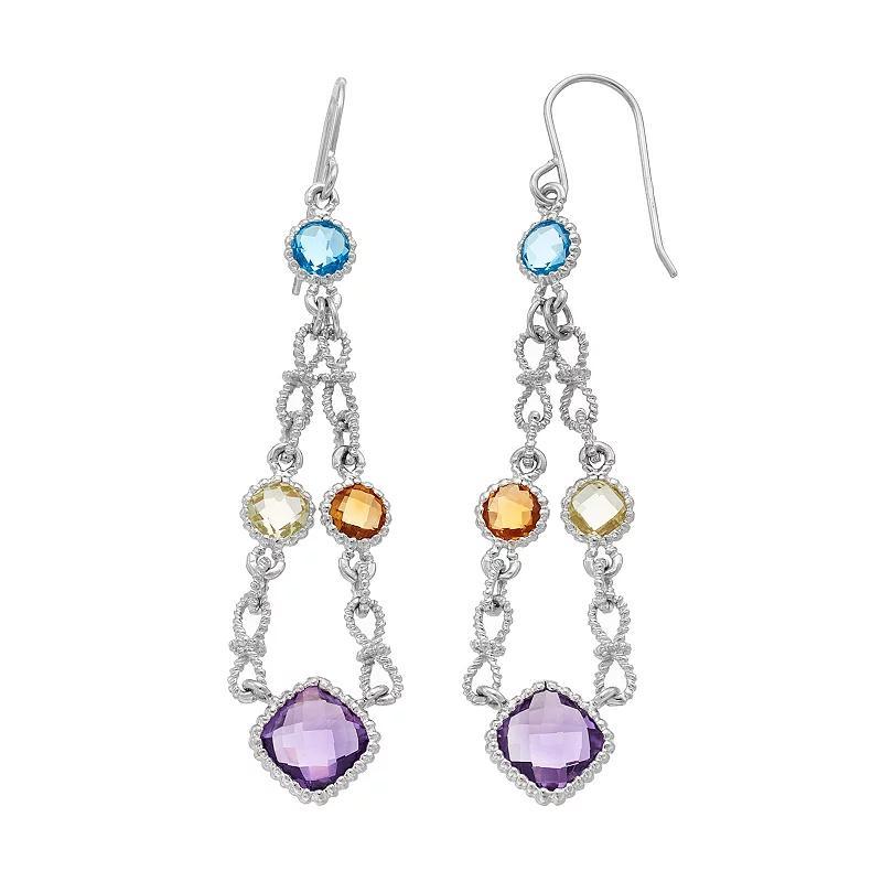 Sterling Silver Gemstone Chandelier Earrings, Womens Product Image