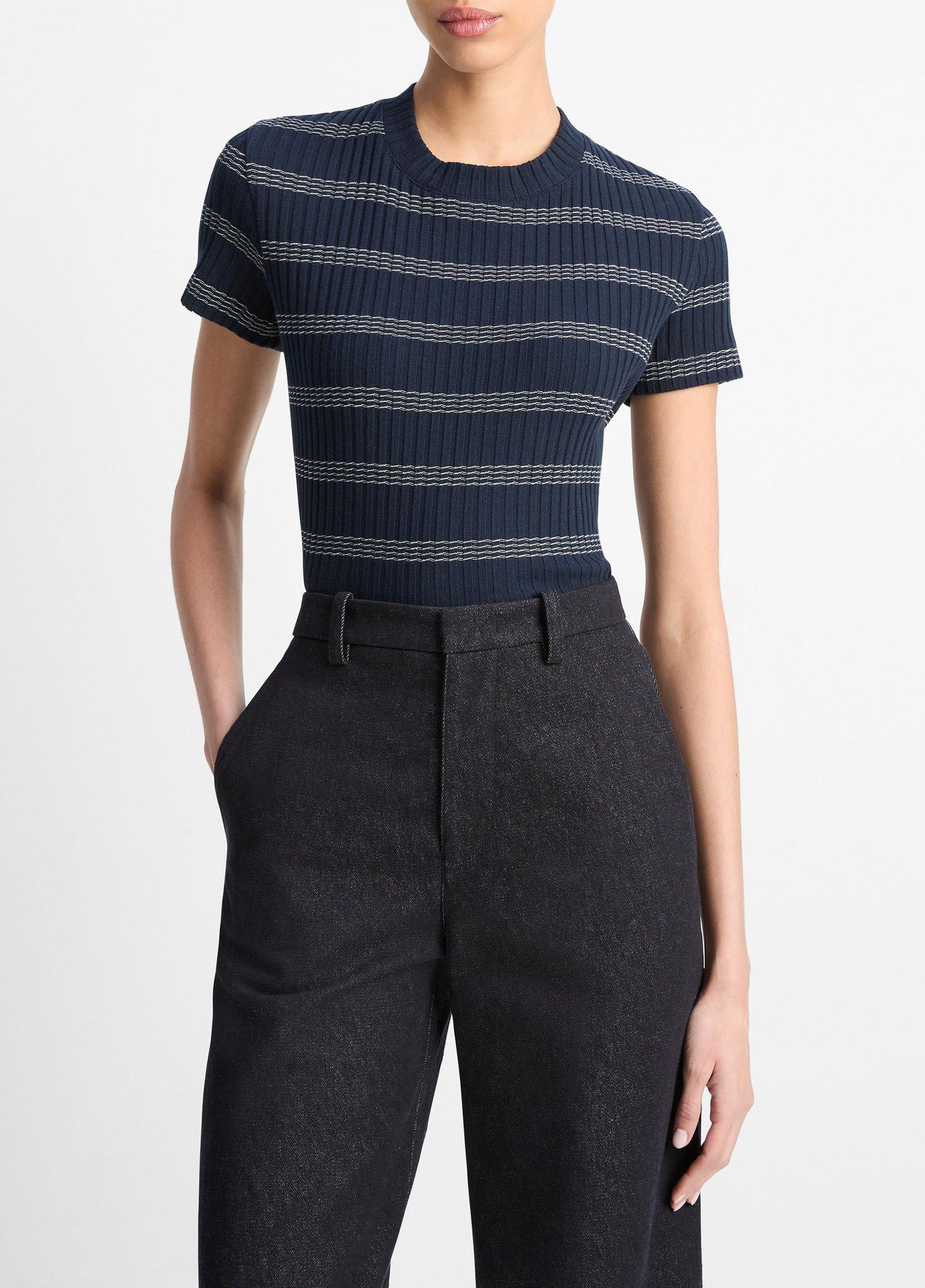 Striped Ribbed Cotton-Blend Top Product Image