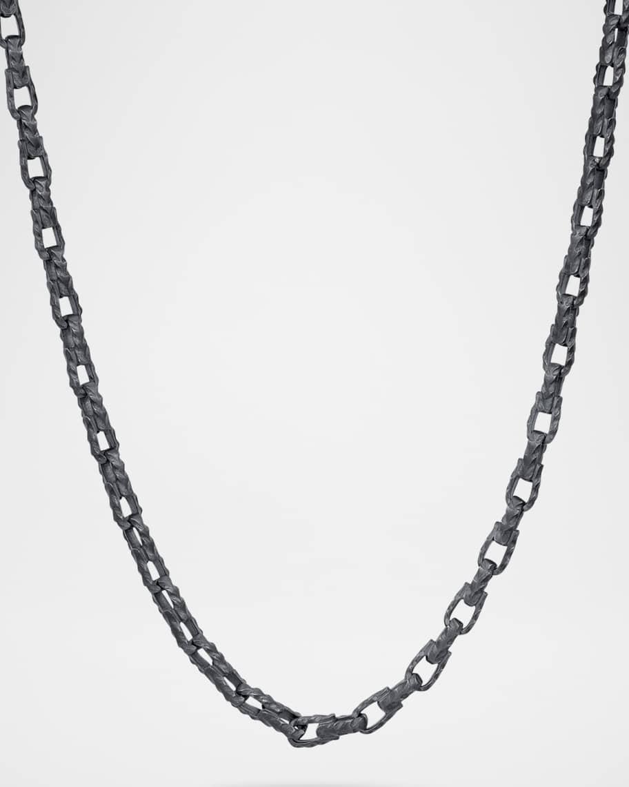 Mens Ulysses Oxidized Sterling Silver Box Chain Necklace, 22.5L Product Image