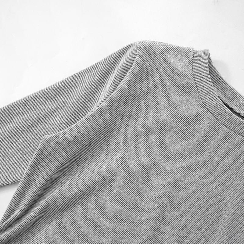 Flare-Sleeve Crewneck Plain Mini Sheath Dress Product Image