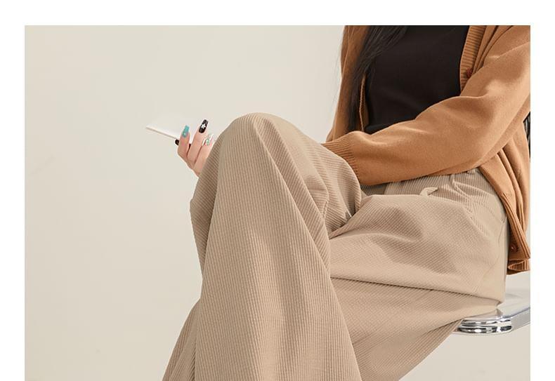 High Rise Plain Pleated Wide Leg Pants Product Image