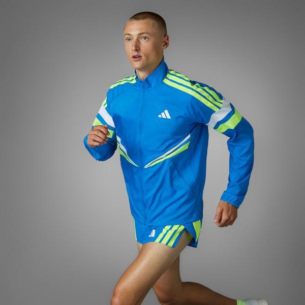 adidas Adizero Retro Running Jacket Blue S Mens Product Image
