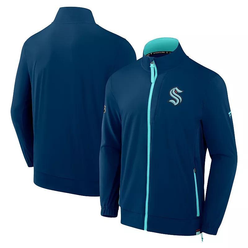 Men's Fanatics Branded  Deep Sea Blue Seattle Kraken Authentic Pro Rink Full-Zip Jacket, Size: 3XL, Krk Blue Product Image